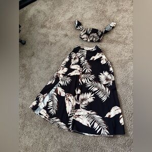 Black Tropical Print Two-Piece Set